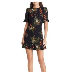 REFORMATION BLACK FLORAL DRESS MINI
